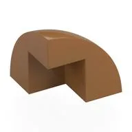 Brick Round Corner, Curved 2 x 2 x 1 2/3 Quarter Dome with 1 Cutout, Medium Nougat