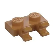 Plate Special 1 x 2 with Clips Horizontal [Open O Clips], Medium Nougat