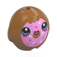 Pillow Plush Toy with Bright Pink Donut, Sprinkles Print, Medium Nougat