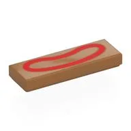 Tile 1 x 3 with Red Gingerbread Mouth Print, Medium Nougat