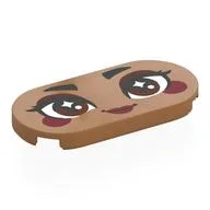 Tile Round 2 x 4 with Face, Reddish Brown Eyes, Dark Red Eyeshadow, Cheeks, Lips Print, Medium Nougat