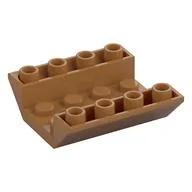 Brick Sloped Inverted 45° 4 x 4 Double with 4 x 2 Recessed, 2 Holes, Medium Nougat