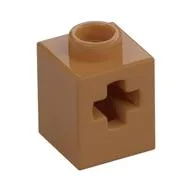 Technic Brick 1 x 1 with Axle Hole, Medium Nougat