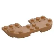 Plate Round Corners Double 4 x 8 with 2 x 2 Cutout and 2 x 8 Raised Studs, Reduces Nubs, Medium Nougat