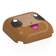 Brick Round, Curved 4 x 4 with Eevee Face, Black/Reddish Brown Eyes, Open Mouth, Dark Pink Tongue Print, Medium Nougat