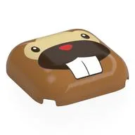 Brick Round, Curved 4 x 4, Bidoof Face Print, Medium Nougat