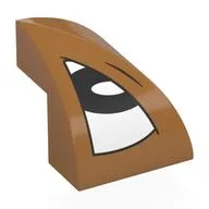 Brick Curved Double 2 x 2 x 1 2/3 Corner with White Eye, Black Pupil, Right Print, Medium Nougat