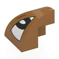 Brick Curved Double 2 x 2 x 1 2/3 Corner with White Eye, Black Pupil, Left Print, Medium Nougat
