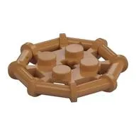 Plate Special 2 x 2 with Bar Frame Octagonal, Reinforced, Completely Round Studs, Medium Nougat