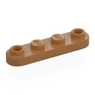 Plate Special 1 x 4 Rounded with 2 Open Studs, Medium Nougat