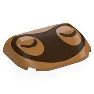 Brick Round, Curved Triple 4 x 6 x 1 with Dark Brown Closed Eyes, Raccoon Mask Print, Medium Nougat