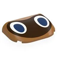 Brick Round, Curved Triple 4 x 6 x 1 with White/Dark Blue Eyes, Dark Brown Raccoon Mask Print, Medium Nougat