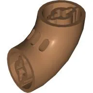 Brick Round 2 x 2 D. Tube with 90° Elbow and Axle Holes (Crossholes) at Each End, Medium Nougat
