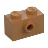 Brick Special 1 x 2 with 1 Center Stud on 1 Side, Bottom Stud Holder, Medium Nougat