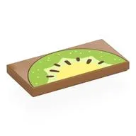 Tile 2 x 4 with Half Kiwifruit Print, Medium Nougat