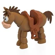Animal, Horse 'Bullseye' with Tan Face, Dark Orange Saddle, Dark Brown Mane, Tail Print, Medium Nougat