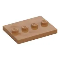 Plate Special 3 x 4 with 1 x 4 Center Studs [Plain], Medium Nougat