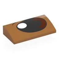 Brick Curved 2 x 4 x 2/3 No Studs with Black Eye, Brown Iris, White Pupil Right Print, Medium Nougat