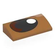 Brick Curved 2 x 4 x 2/3 No Studs with Black Eye, Brown Iris, White Pupil Left Print, Medium Nougat