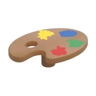 Equipment Paint Palette with Yellow, Blue, Green and Red Paint Spots Print, Medium Nougat