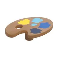 Equipment Paint Palette with Yellow, Azure, Blue, Dark Blue Paint Spots Print, Medium Nougat