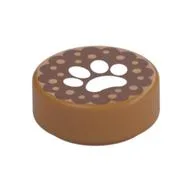 Tile Round 1 x 1 with Animal Track Print, Medium Nougat