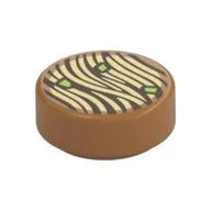 Tile Round 1 x 1 with Noodles Print, Medium Nougat
