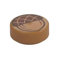 Tile Round 1 x 1 with Dark Brown Acorn Print, Medium Nougat