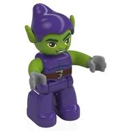 Duplo Figure Green Goblin, Dark Purple Hat and Tunic Print, Dark Purple