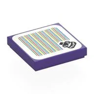 Tile 2 x 2 with Bowser Jr, Barcode Print (Sticker), Dark Purple