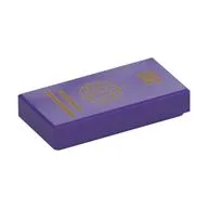 Tile 1 x 2 with Gold Passport, Globe Print, Dark Purple