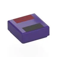 Tile 1 x 1 with Dark Red, Black Rectangle Print, Dark Purple