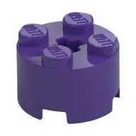 Brick Round 2 x 2 with Axle Hole, Dark Purple