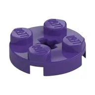 Plate Round 2 x 2 with Axle Hole Type 1 (+ Opening), Dark Purple