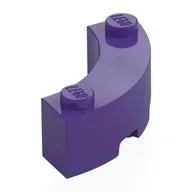 Brick Round Corner 3 x 3 Macaroni with 2 Studs, Dark Purple