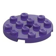 Plate Round 4 x 4 with Pin Hole, Dark Purple