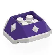 Brick Wedged, Sloped 4 x 4 with Diamond Spikes with White Underside Pattern, Dark Purple
