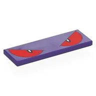 Tile 2 x 6 with Red Eyes, Angry Print, Dark Purple