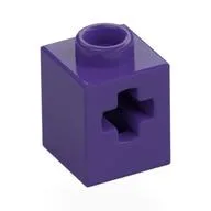 Technic Brick 1 x 1 with Axle Hole, Dark Purple