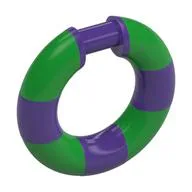 Ring with Bar (Life Preserver) with Bright Green Pattern, Dark Purple