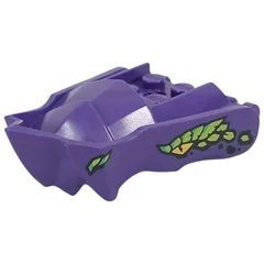 Creature Body Part, Dragon Head Lower Jaw with Pointy Chin with Yellow Eye, Lime/Green Scales Print, Dark Purple