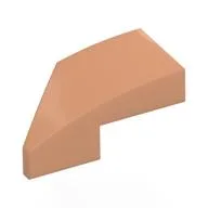 Brick Wedged, Curved 2 x 1 with Stud Notch Right, Nougat