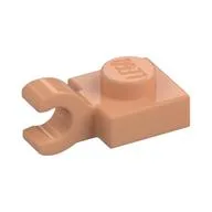 Plate Special 1 x 1 with Clip Horizontal [Thick Open O Clip], Nougat