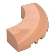 Brick Round Corner 5 x 5 x 1 Curved, Bottom Cut Outs, No Studs, 9 Bottom Tubes, Nougat