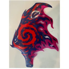 Wing, Right, Dragon, Red Swirl, Dark Purple and Magenta Membranes Print, [No Color/Any Color]