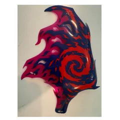 Wing, Left, Dragon, Red Swirl, Dark Purple and Magenta Membranes Print, [No Color/Any Color]